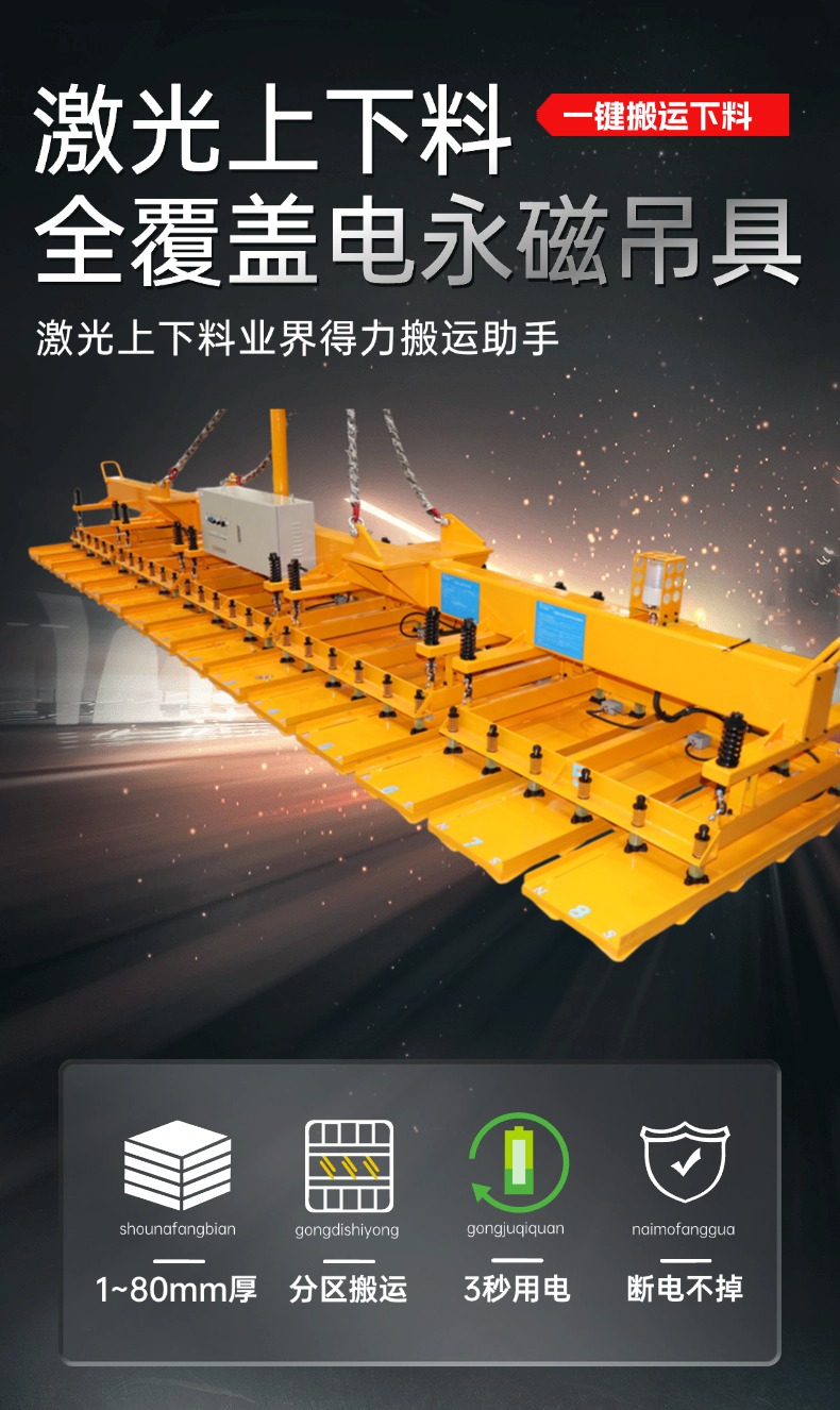 磁力吊具,長(zhǎng)薄鋼板磁力吊具,電永磁上下料,磁力吊具上下料吊裝,吊鋼板,鋼板上下料